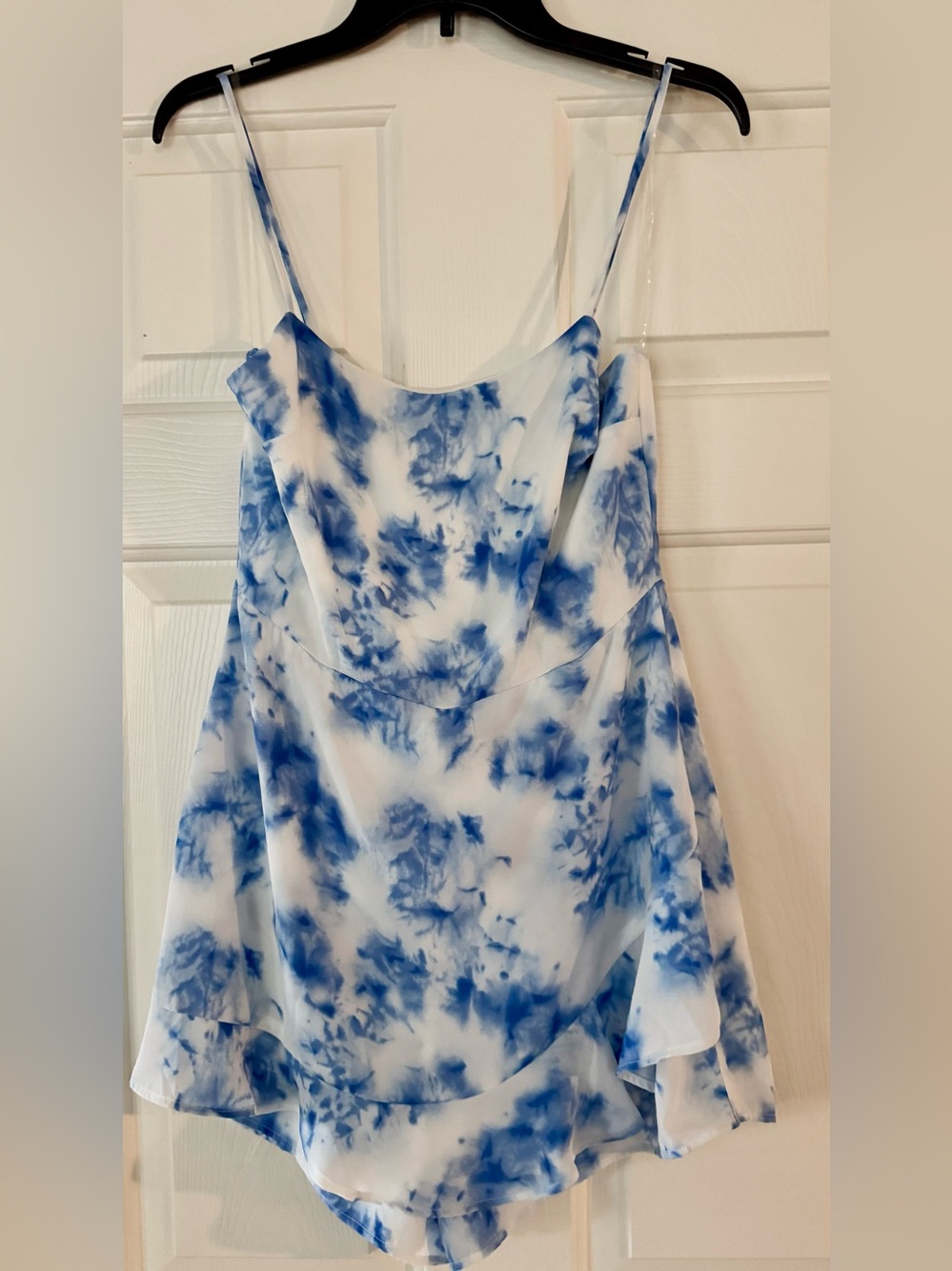 Altar'd State Blue and White Tie-Dye Romper Fourth of July size large